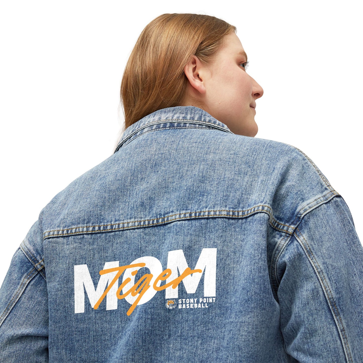 Mom Vintage Script Denim Jacket - Women's Mother's Day Casual Jean Jacket