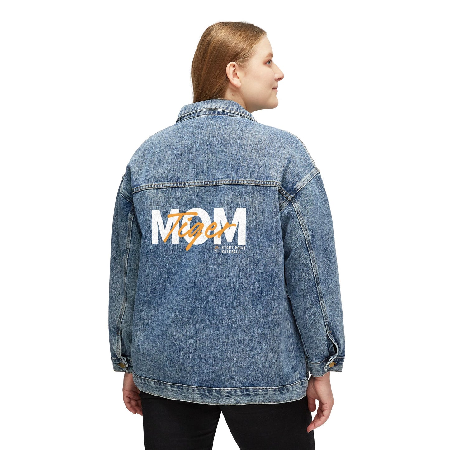 Mom Vintage Script Denim Jacket - Women's Mother's Day Casual Jean Jacket