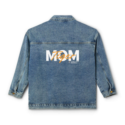 Mom Vintage Script Denim Jacket - Women's Mother's Day Casual Jean Jacket